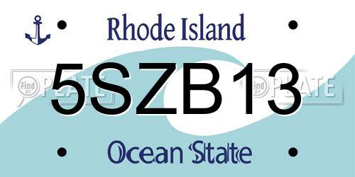 5SZB13 Rhode Island License Plate