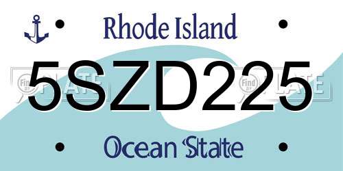 5SZD225 Rhode Island License Plate
