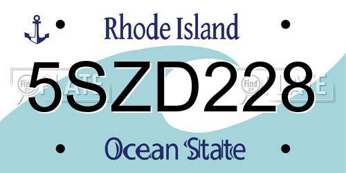 5SZD228 Rhode Island License Plate