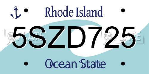 5SZD725 Rhode Island License Plate