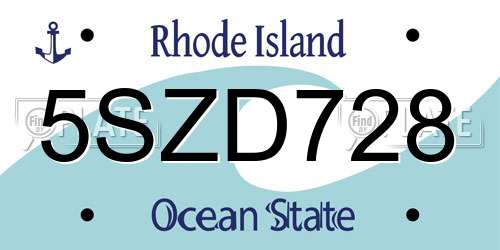 5SZD728 Rhode Island License Plate