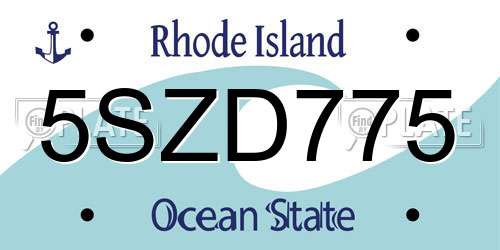 5SZD775 Rhode Island License Plate