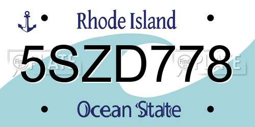 5SZD778 Rhode Island License Plate