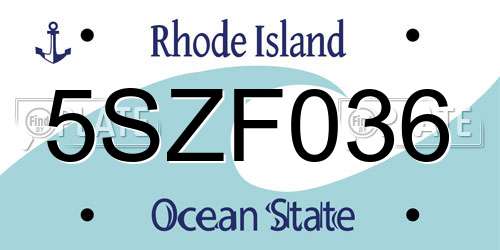 5SZF036 Rhode Island License Plate
