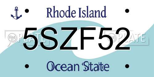 5SZF52 Rhode Island License Plate