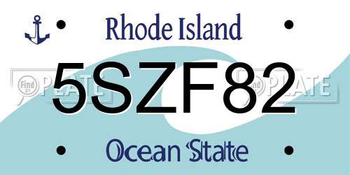 5SZF82 Rhode Island License Plate