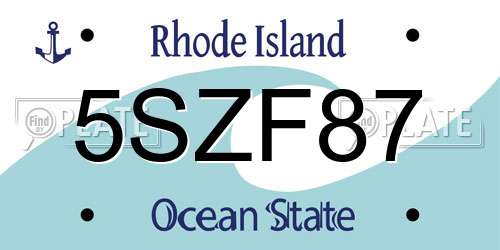 5SZF87 Rhode Island License Plate