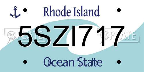 5SZI717 Rhode Island License Plate