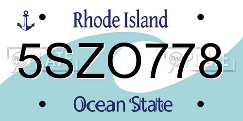 5SZO778 Rhode Island License Plate