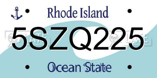 5SZQ225 Rhode Island License Plate
