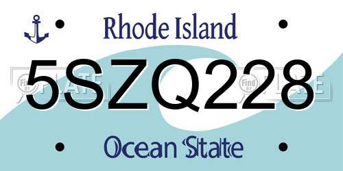 5SZQ228 Rhode Island License Plate