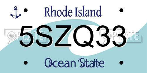 5SZQ33 Rhode Island License Plate