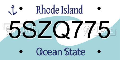 5SZQ775 Rhode Island License Plate