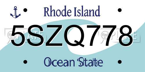5SZQ778 Rhode Island License Plate