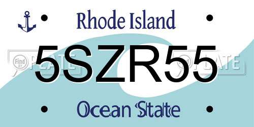 5SZR55 Rhode Island License Plate
