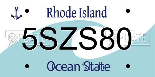 5SZS80 Rhode Island License Plate