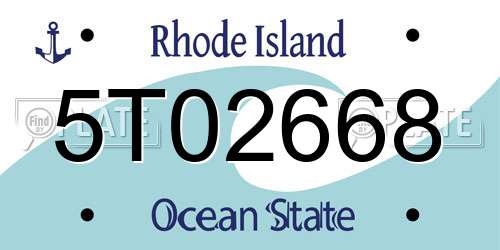 5T02668 Rhode Island License Plate