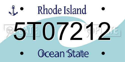 5T07212 Rhode Island License Plate