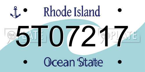 5T07217 Rhode Island License Plate