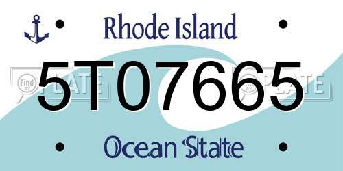 5T07665 Rhode Island License Plate