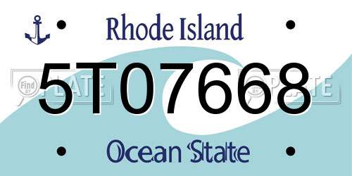 5T07668 Rhode Island License Plate