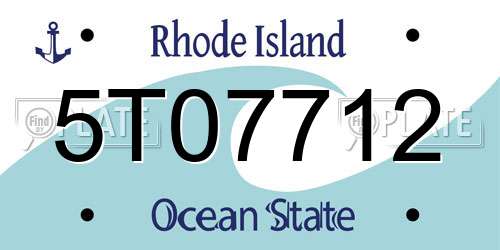 5T07712 Rhode Island License Plate