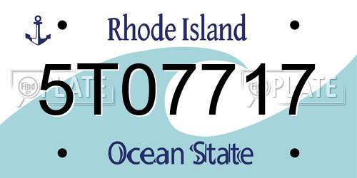 5T07717 Rhode Island License Plate