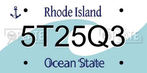 5T25Q3 Rhode Island License Plate