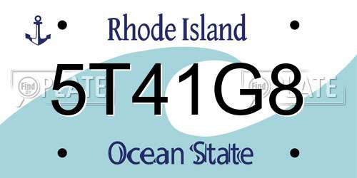 5T41G8 Rhode Island License Plate