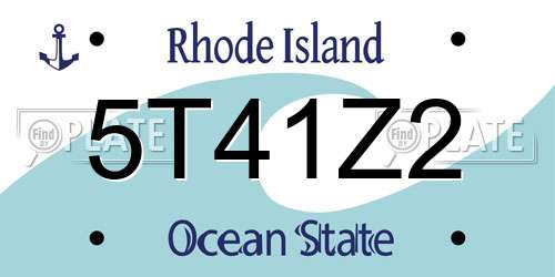5T41Z2 Rhode Island License Plate