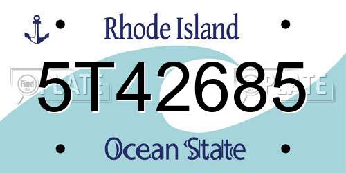 5T42685 Rhode Island License Plate