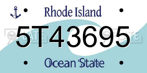 5T43695 Rhode Island License Plate