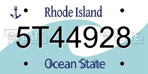 5T44928 Rhode Island License Plate