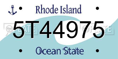 5T44975 Rhode Island License Plate