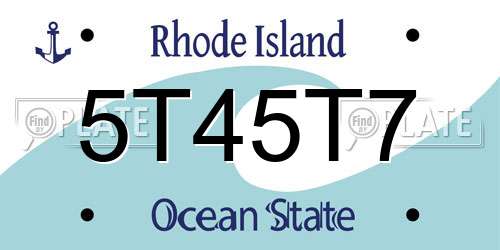 5T45T7 Rhode Island License Plate