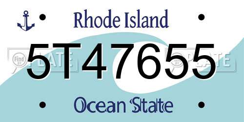 5T47655 Rhode Island License Plate