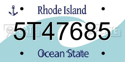 5T47685 Rhode Island License Plate