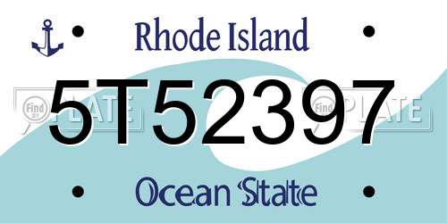 5T52397 Rhode Island License Plate
