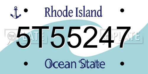 5T55247 Rhode Island License Plate