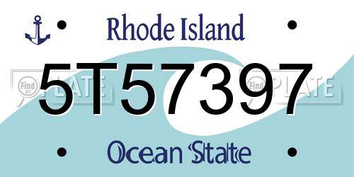 5T57397 Rhode Island License Plate