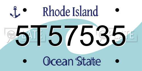 5T57535 Rhode Island License Plate