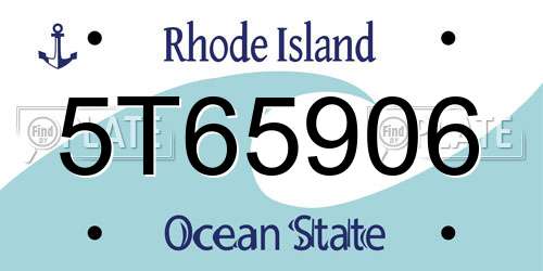 5T65906 Rhode Island License Plate