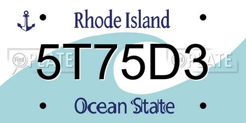 5T75D3 Rhode Island License Plate