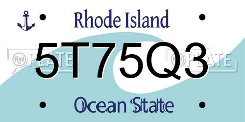 5T75Q3 Rhode Island License Plate