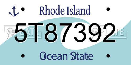 5T87392 Rhode Island License Plate