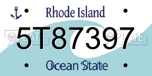 5T87397 Rhode Island License Plate