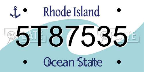 5T87535 Rhode Island License Plate