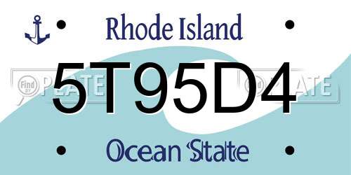 5T95D4 Rhode Island License Plate