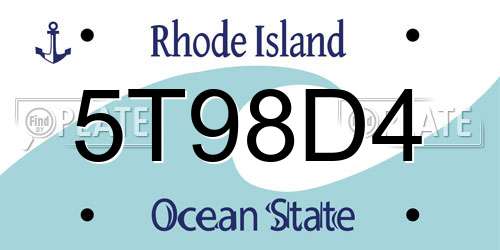 5T98D4 Rhode Island License Plate