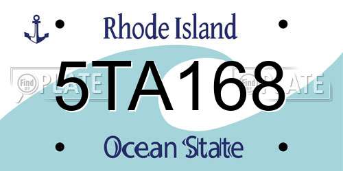 5TA168 Rhode Island License Plate